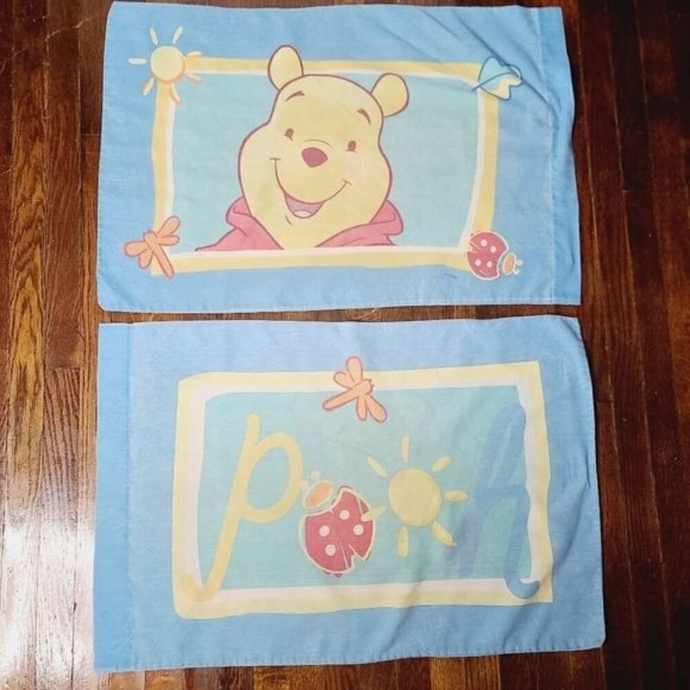 Vintage 80s 90s Disney Winnie The Pooh Pillowcases Set of 2 Made in USA